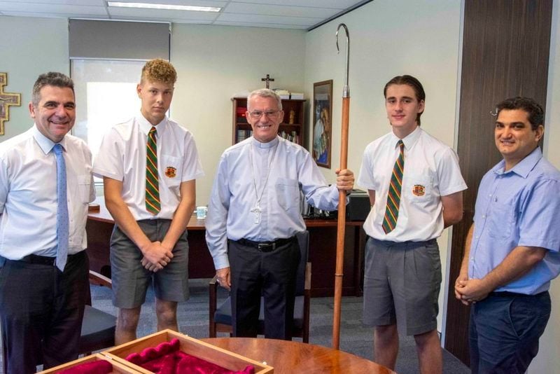 La Salle College presents Archbishop Costelloe with new crosier La Salle College presents Archbishop Costelloe with new crosier